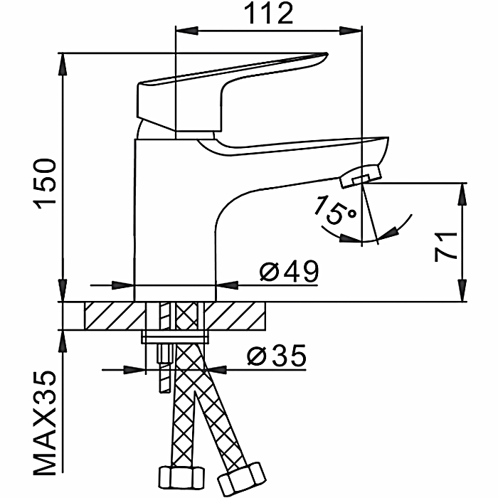 Смеситель для умывальника (раковины) Frap H703 F10703-В хром силумин фото №2