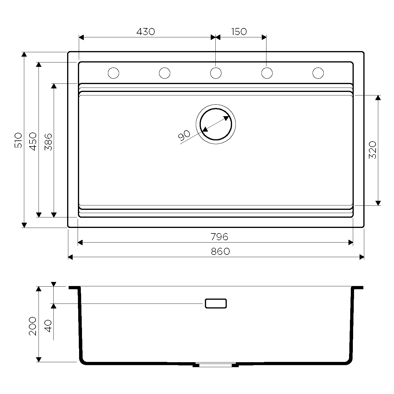 Мойка для кухни Omoikiri Kitagawa 86-LB-WH 4993795 прямоуг. 86х51 глуб. 20см (толщ.6мм) вып. 3 1/2" (врезная) белая фото №2