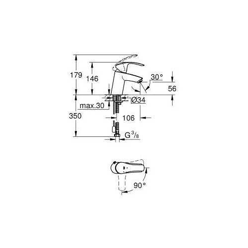 Смеситель для умывальника (раковины) Grohe 23372002 хром латунь фото №2