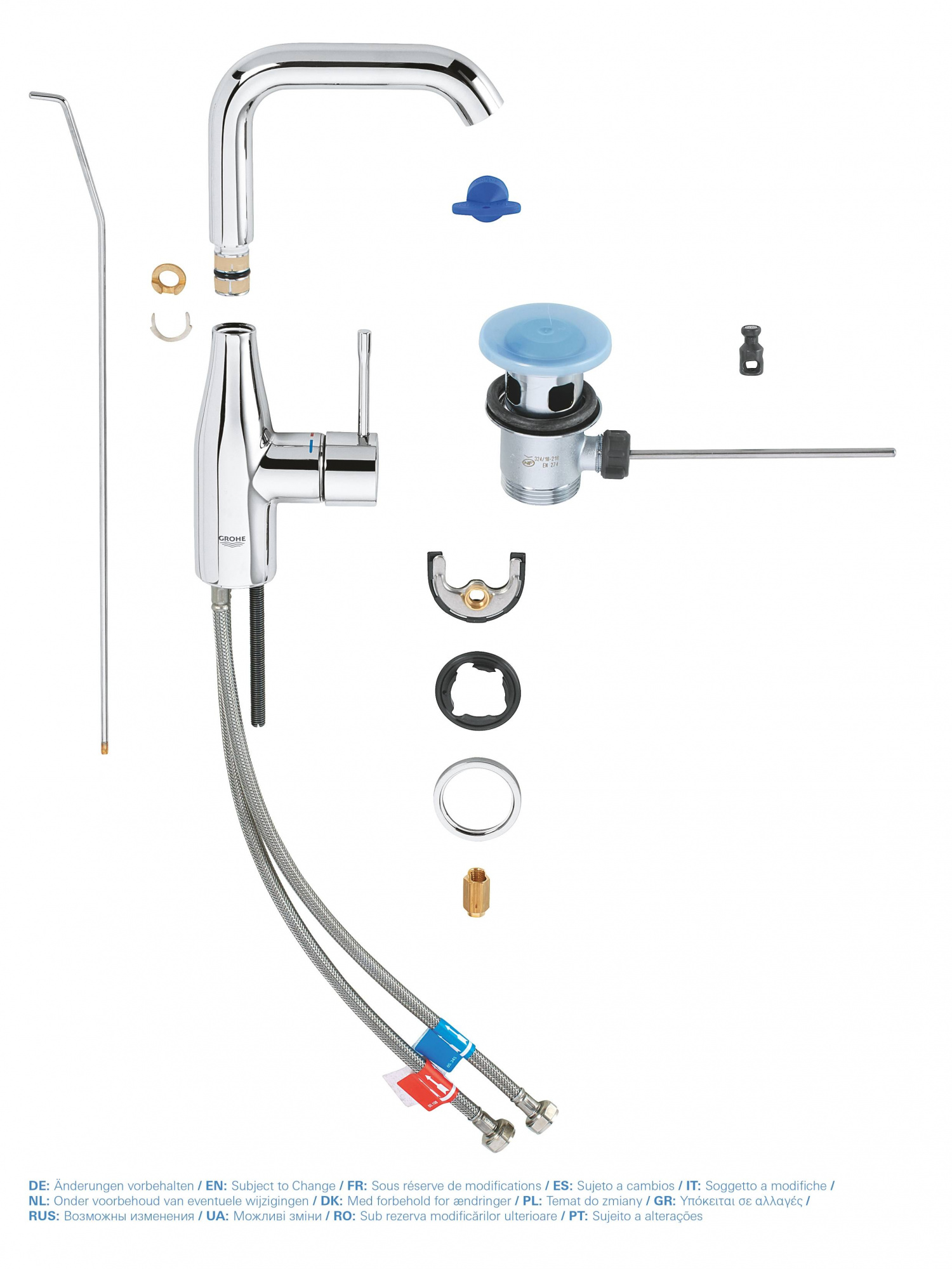 Смеситель для умывальника (раковины) Grohe Essence+ 32628001 хром латунь фото №5