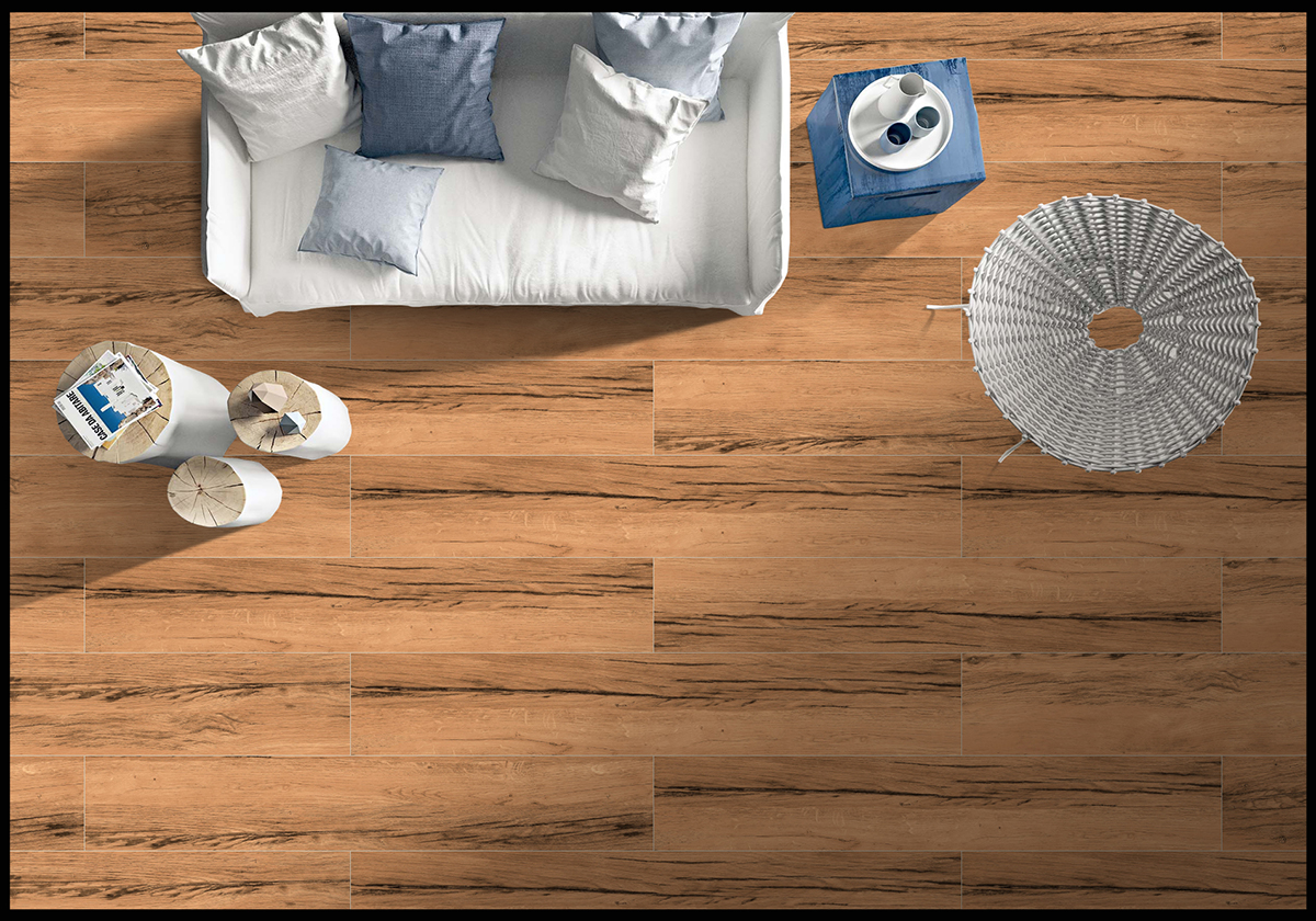 Плитка керамогранит 120х20 Azario Antique Wood коричневая фото №6