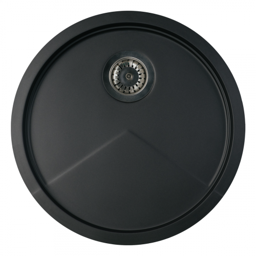 Мойка для кухни KitKraken Spring Carbone noir C-510.9004 круглая 51х51 глуб. 4,6см вып. 3 1/2" (накладная) чёрная Водяной