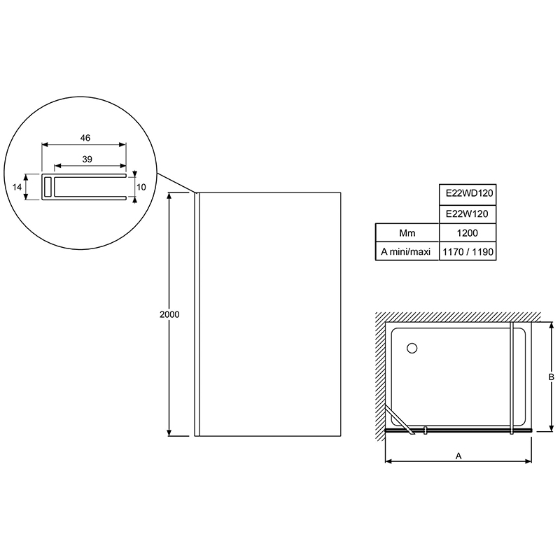 Душевая перегородка 119х200 Jacob Delafon Contra E22WD120-GA фото №4