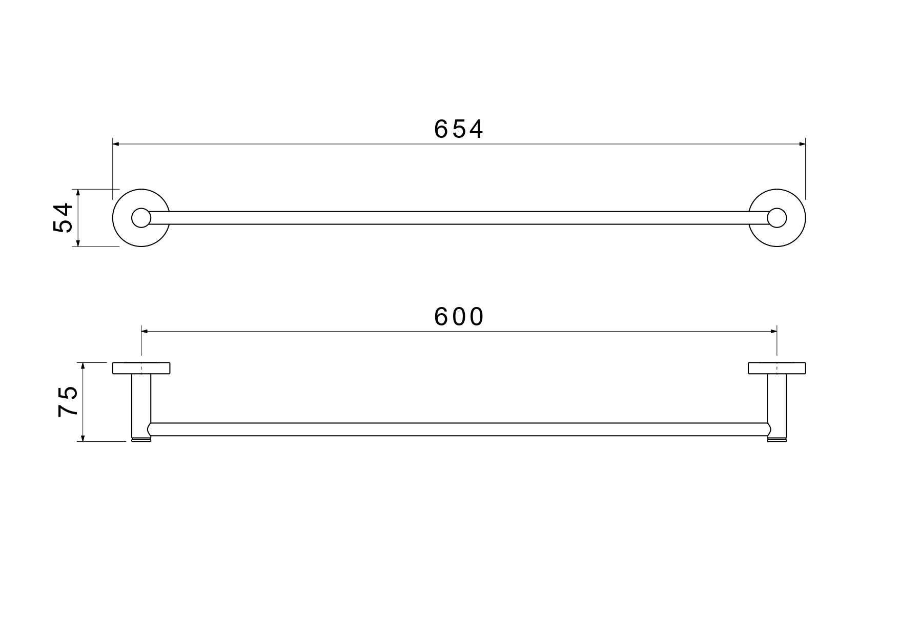Полотенцедержатель штанга 60 см Aquatek Европа AQ4114MB чёрный фото №6