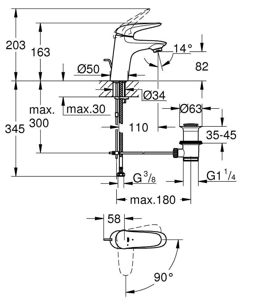 Смеситель для умывальника (раковины) Grohe Eurostyle 23709LS3 белый латунь фото №2