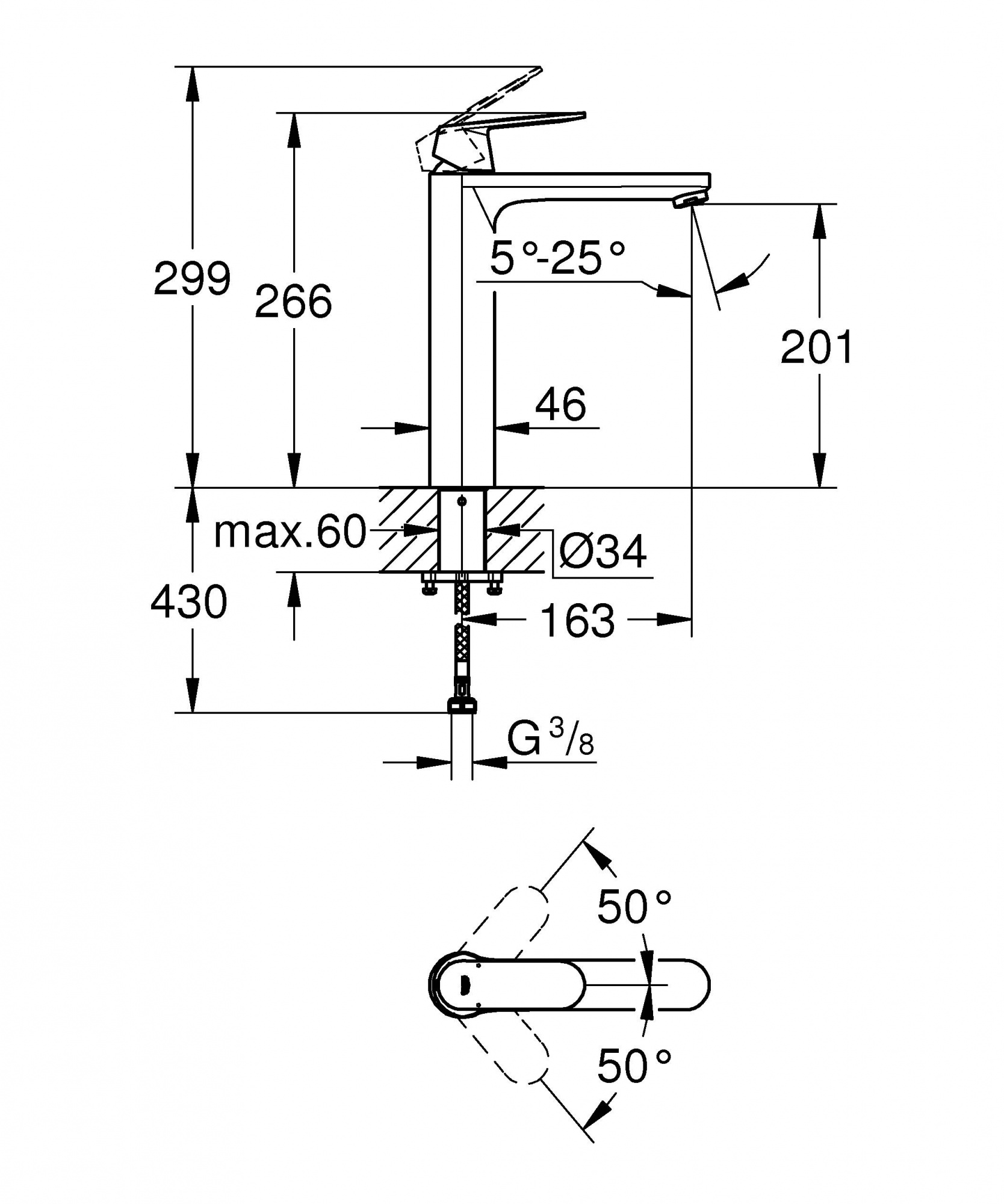 Смеситель для умывальника (раковины) Grohe Eurosmart Cosmopolitan 23921000 хром латунь фото №3
