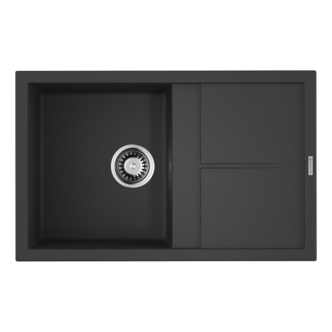 Мойка для кухни Omoikiri Sumi 79-BL 4993662 прямоуг. 79х50 глуб. 23см (толщ.10мм) вып. 3 1/2" (врезная) крыло универсал чёрная фото №1
