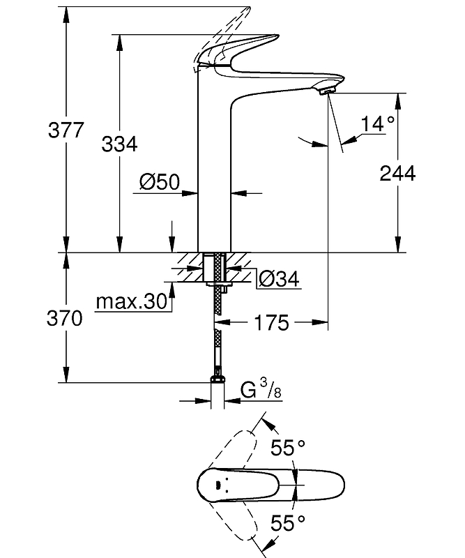 Смеситель для умывальника (раковины) Grohe Eurostyle 23719LS3 белый латунь фото №4