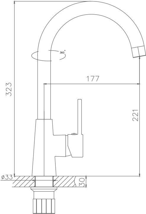 Смеситель для кухни (мойки) Haiba HB074 HB70074 хром латунь фото №2