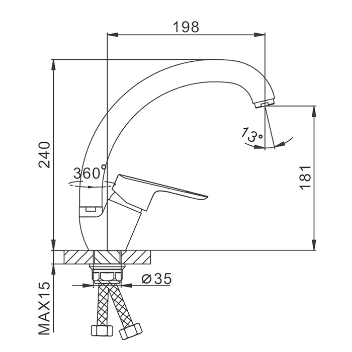 Смеситель для кухни (мойки) Frap H703 F41703-В хром силумин фото №2