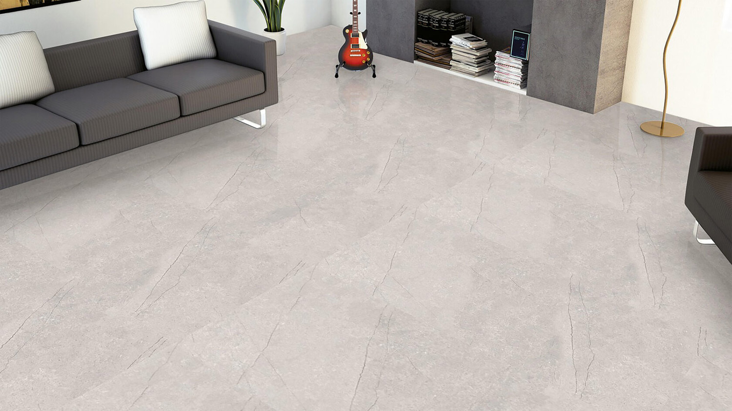 Плитка керамогранит 120х60 Azario Fossil Grey бежевая фото №4