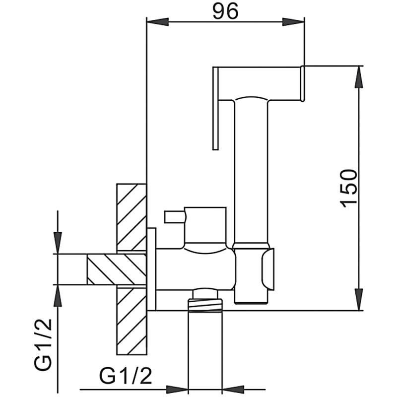Лейка гигиеническая с держателем и шлангом Frap F7501 хром фото №2