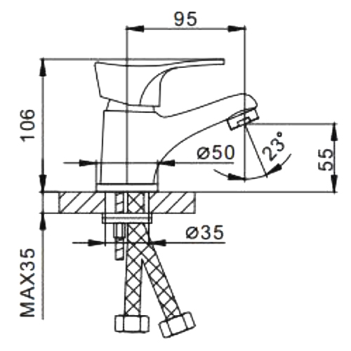 Смеситель для умывальника (раковины) Frap H14 F1014-B хром силумин фото №2