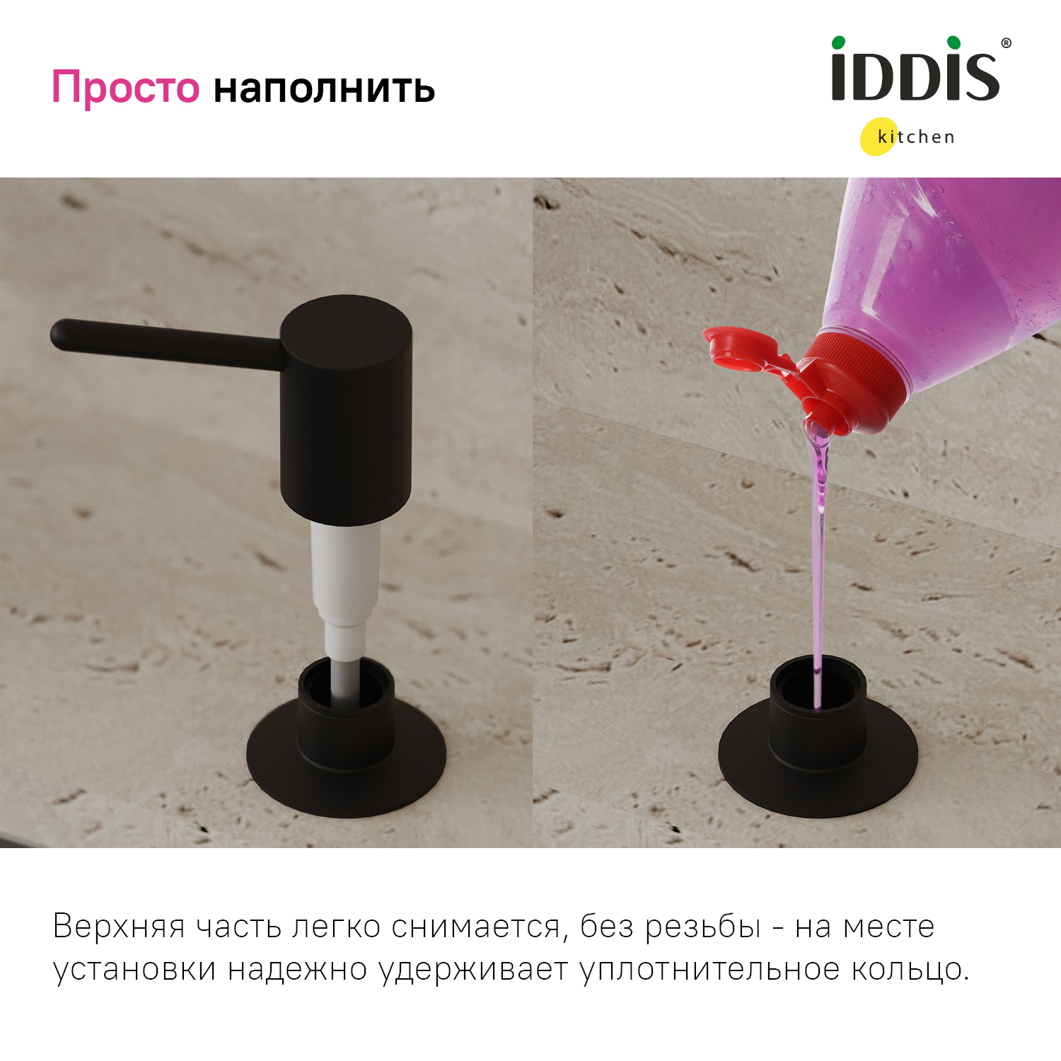 Дозатор жидких моющих средств для мойки Iddis SDIBL00i59 чёрный фото №7
