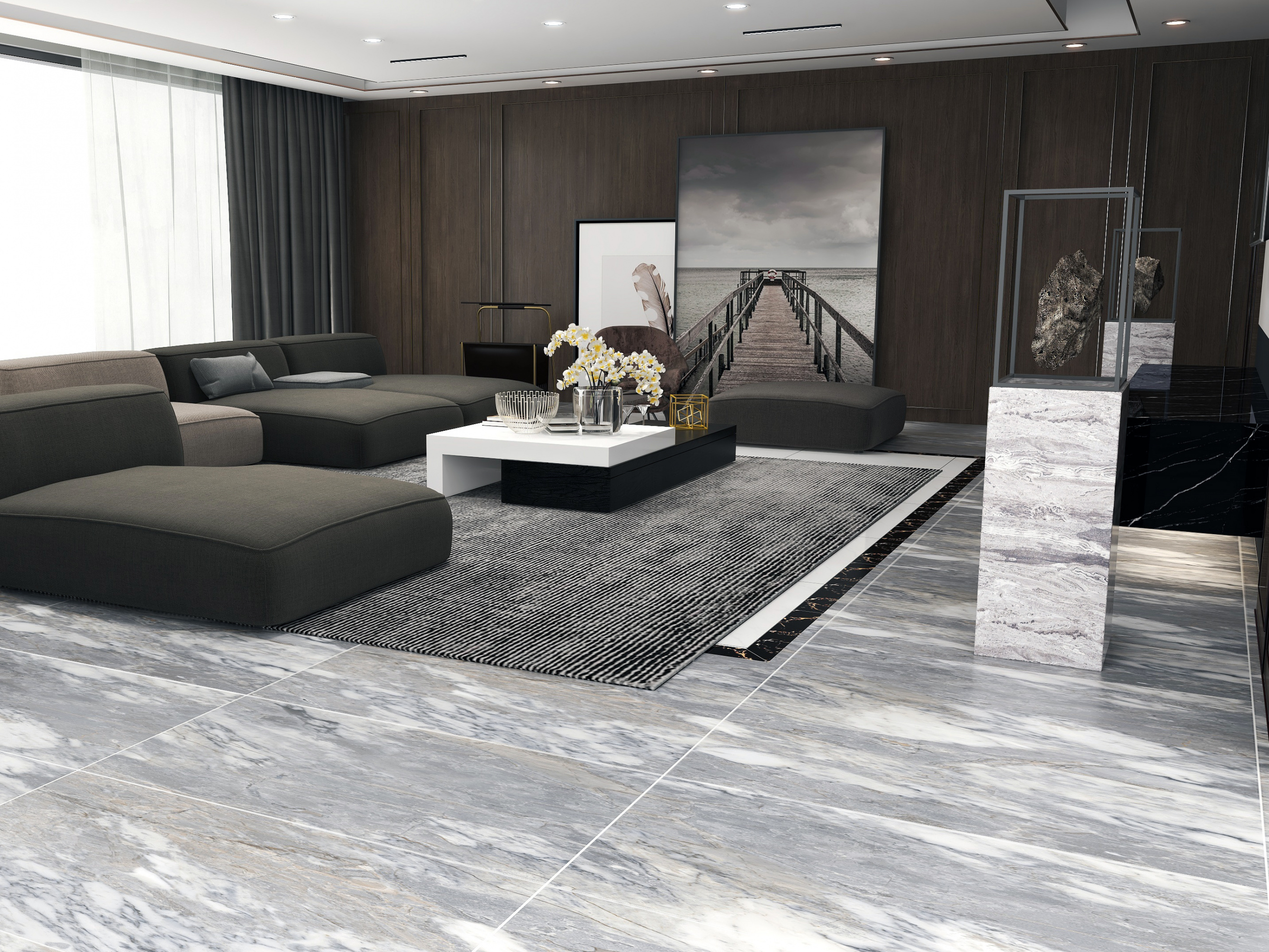 Плитка керамогранит 120х60 Azario Majesty Grey темно-серая фото №2