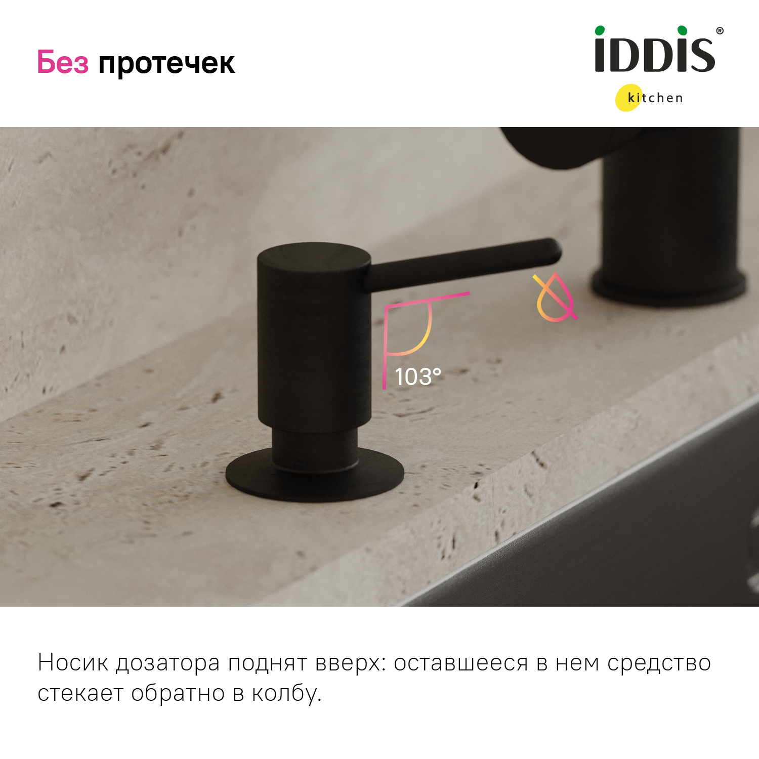 Дозатор жидких моющих средств для мойки Iddis SDIBL00i59 чёрный фото №6