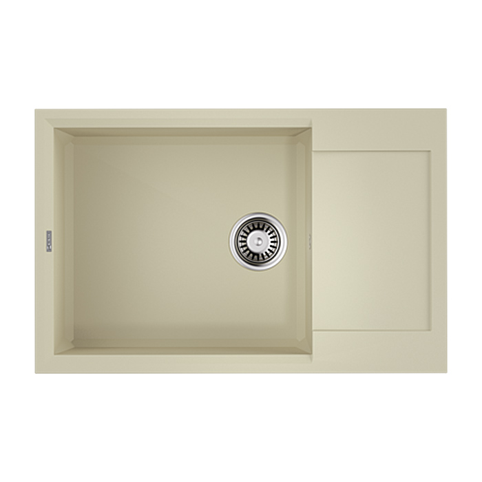 Мойка для кухни Omoikiri Sakaime 78-LB-BE 4993901 прямоуг. 78х50 глуб. 20см (толщ.10мм) вып. 3 1/2" (врезная) крыло универсал ваниль фото №1