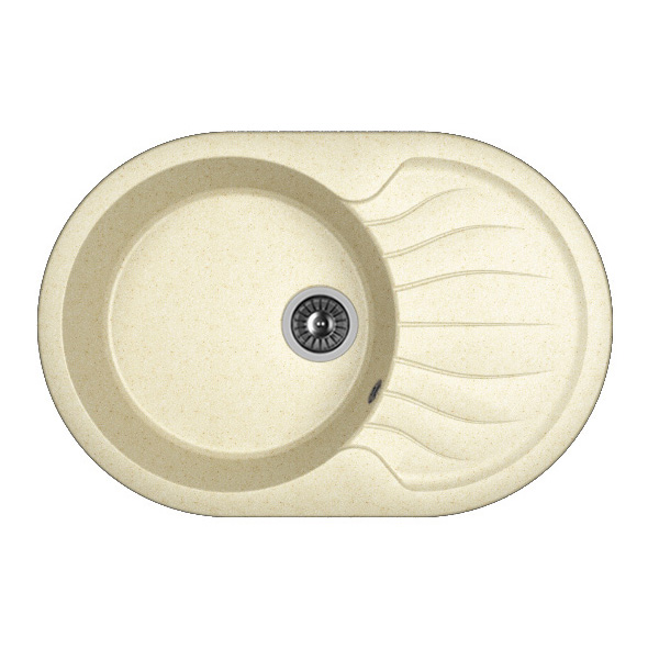 Мойка для кухни Dr.Gans Берта 760 25.040.C0760.403 овальная 76х51 глуб. 20см вып. 3 1/2" (врезная) крыло универсал латте фото №1