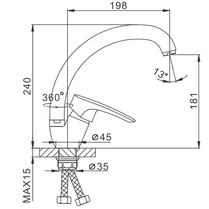 Смеситель для кухни (мойки) Frap H701 F41701-В хром силумин фото №2