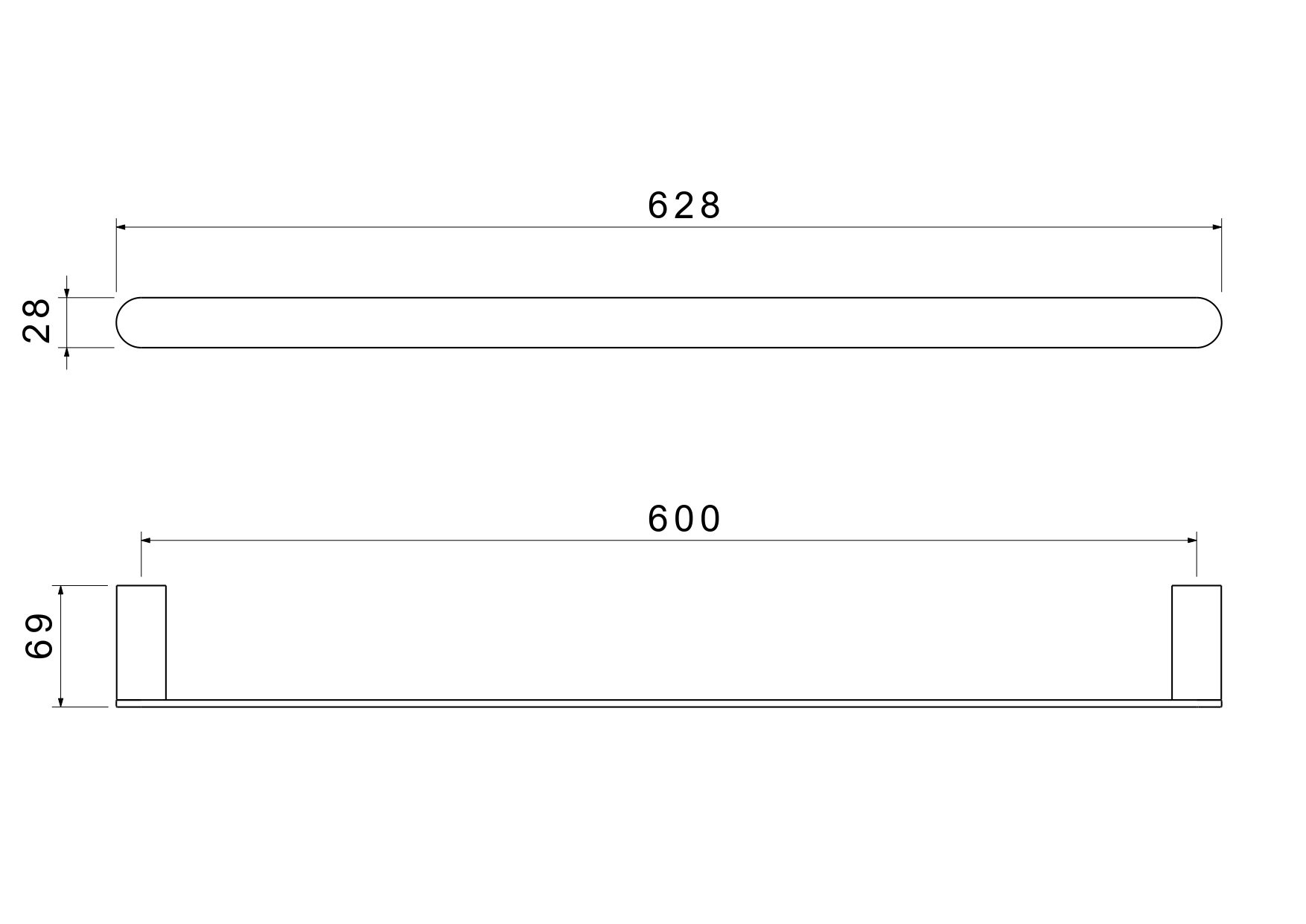 Полотенцедержатель штанга 60 см Aquatek Лира AQ4414MB чёрный фото №6