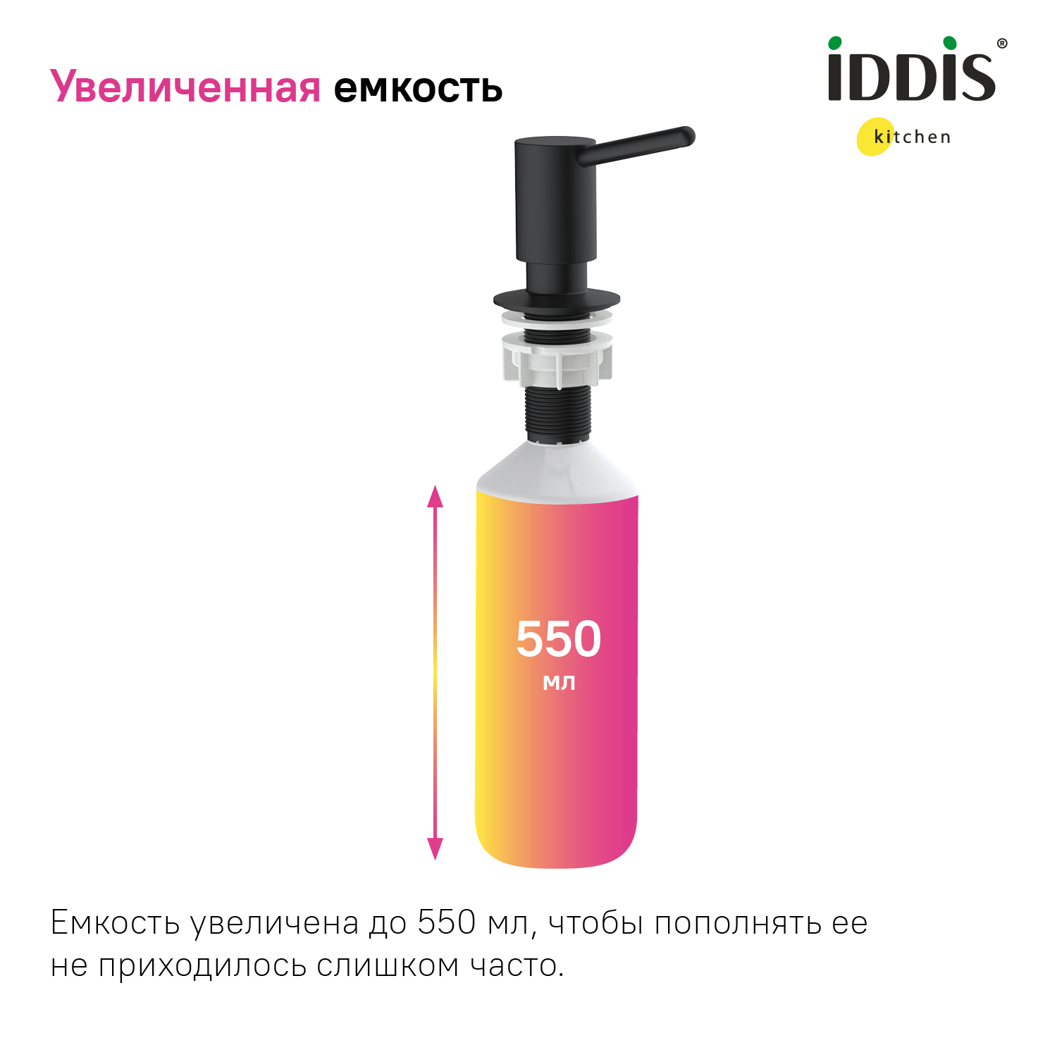 Дозатор жидких моющих средств для мойки Iddis SDIBL00i59 чёрный фото №5