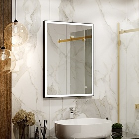 Зеркало Континент Solid Black Led 100x80 черное LED подсветка ЗЛП1607