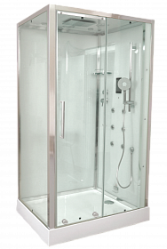 Душевая кабина 120х90х220 Timo Premium Puro H-510L прямоугольная прозр.дверки хром проф. задн.стенки мат.стекло верхн.душ, гм вертик.