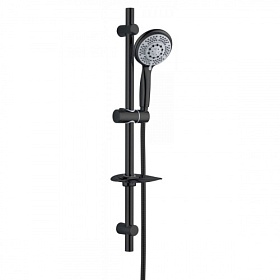 Душевая стойка с лейкой и шлангом Osgard Lovelace Black 650 мм d115 мм круглая 5-ти реж. с мыльницей 90717 чёрная