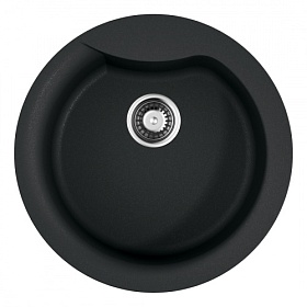 Мойка для кухни Omoikiri Yasugata 48R-BL 4993130 круглая 48,5х48,5 глуб. 23см (толщ.10мм) вып. 3 1/2" (врезная) чёрная