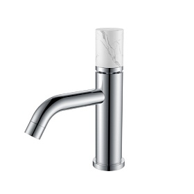 Смеситель для умывальника (раковины) Boheme Stick Chrome Mramor White 121-CR-MR-W хром/белый латунь
