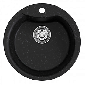 Мойка для кухни Mixline ML-GM12 551833 круглая 48х48 глуб. 21см вып. 3 1/2" (врезная) чёрная