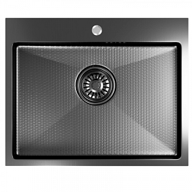 Мойка для кухни Mixline Pro 552935 прямоуг. 53х43 глуб. 22см (толщ.3мм) вып. 3 1/2" (врезная) PVD нано чёрный графит