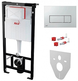 Инсталляция для унитаза Alca Drain Sadromodul AM101/1120-4:1 RU M571-0001 (4 в 1) рама с кнопкой хром глянец