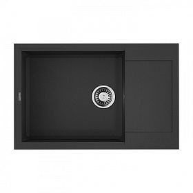 Мойка для кухни Omoikiri Sakaime 78-LB-BL 4993900 прямоуг. 78х50 глуб. 20см (толщ.10мм) вып. 3 1/2" (врезная) крыло универсал чёрная