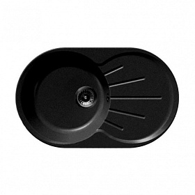Мойка для кухни Granfest Rondo GF-R750L-308 овальная 74,6х45,5 глуб. 20см вып. 3 1/2" (врезная) крыло универсал чёрная
