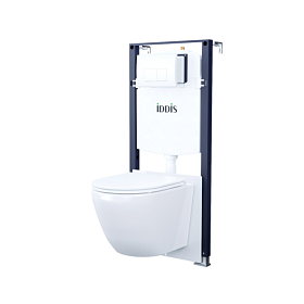 Унитаз Iddis Blanco безободковый смыв с инсталляцией Profix (комплект) сид.дюр. микролифт кнопка Basic белая BASB030i73