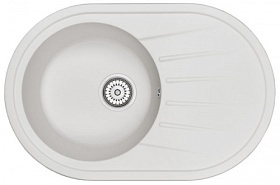 Мойка для кухни Granula Standart ST-7601 овальная 76х50 глуб. 20см вып. 3 1/2" (врезная) крыло универсал белая