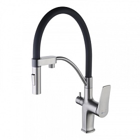Смеситель для кухни (мойки) Lemark Bronx LM3761GM с переключ.для фильтра питьевой воды гибкий излив графит латунь Водяной