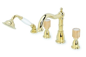 Смеситель для ванны/душа (короткий излив) Boheme Royal Cristal 395-Royal/CRST на борт ванны на 4 отверстия золото латунь