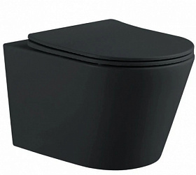 Унитаз подвесной Aquatek Вега безободковый смыв чёрный сид.дюропласт ультратонкое микролифт AQ1905-MB