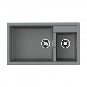 Мойка для кухни Omoikiri Tedori 86-2-LB-GR 4993573 прямоуг. 86х50 глуб. 22см (толщ.10мм) вып. 3 1/2" (врезная) leningrad grey