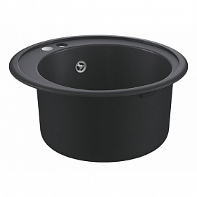 Мойка для кухни Grohe K200 50-C 51 31656AP0 круглая 51х51 глуб. 20см (толщ.0,9мм) вып. 3 1/2" (врезная) чёрная Водяной