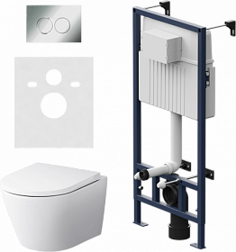 Унитаз AM.PM Sense безободковый смыв с инсталляцией (комплект) сид.дюропласт микролифт, кнопка ProC L хром IS70151.741701 Водяной