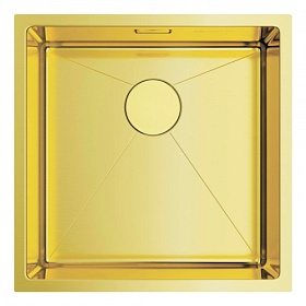 Мойка для кухни Omoikiri Taki 44-U/IF-LG 4973520 квадратная 44х44 глуб. 20см (толщ.1,2мм) вып. 3 1/2" (универсальная) PVD светлое золото