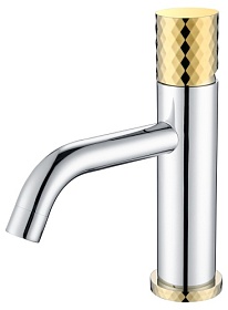 Смеситель для умывальника (раковины) Boheme Stick Chrome Diamond Gold 121-CRG хром/золото латунь Водяной