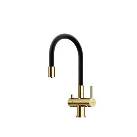 Смеситель для кухни (мойки) Sancos Lucia SC4004BG с переключ.для фильтра питьевой воды гибкий излив золото латунь