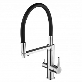Смеситель для кухни (мойки) Swedbe Selene Plus 8440 с переключ.для фильтра питьевой воды гибкий излив чёрный нерж. сталь