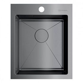 Мойка для кухни Omoikiri Akisame 41-GM 4973094 прямоуг. 41х51 глуб. 20см (толщ.1,2мм) вып. 3 1/2" (врезная) PVD вороненая сталь