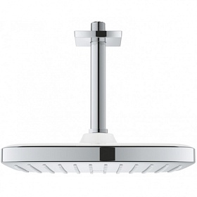 Лейка верхнего душа Grohe Tempesta New Cube 26688000 d250 мм 1-реж. белая/хром квадратная с душевым кронштейном