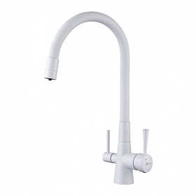 Смеситель для кухни (мойки) Lemark Comfort LM3075W с переключ.для фильтра питьевой воды гибкий излив белый латунь